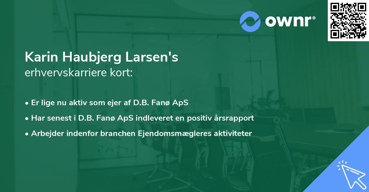 Karin Haubjerg Larsen's erhvervskarriere kort