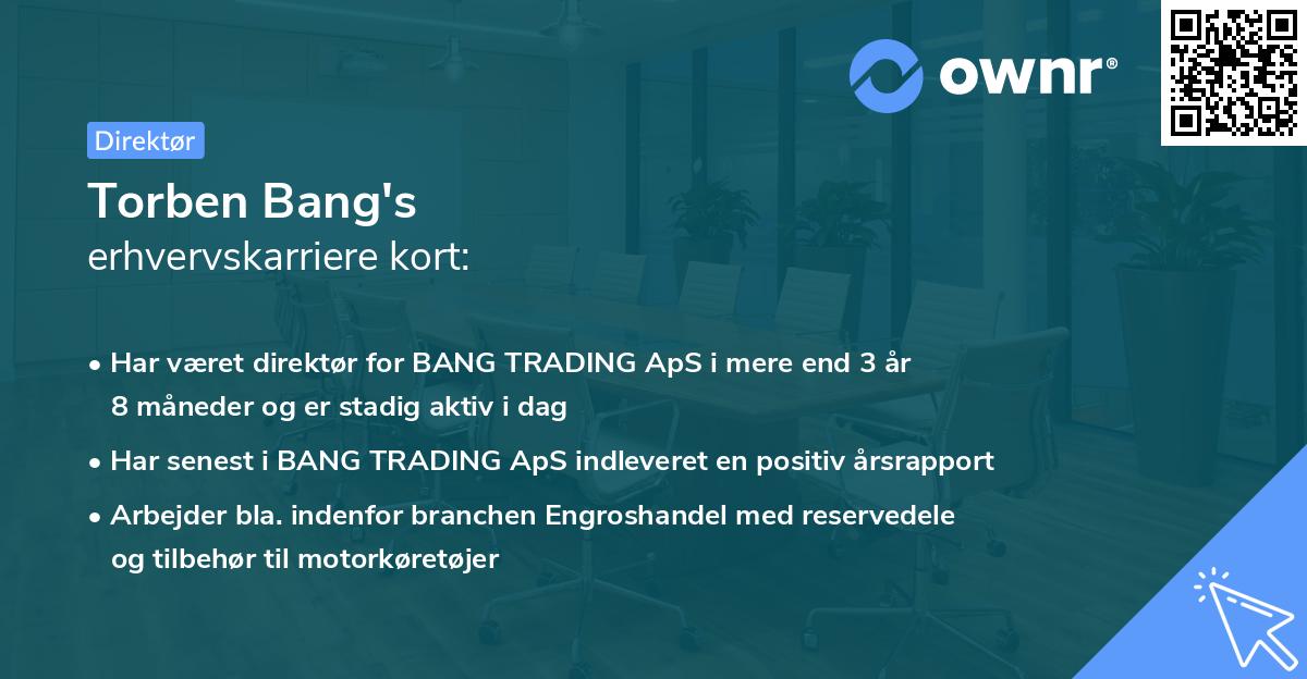 Torben Bang's erhvervskarriere kort