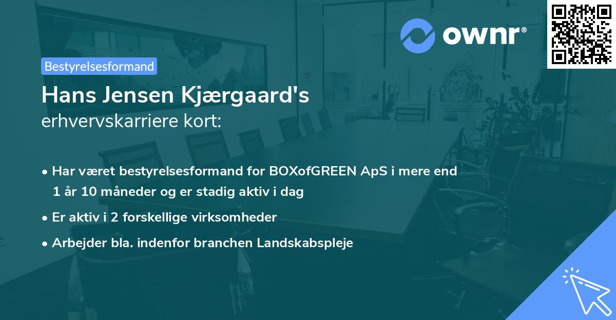 Hans Jensen Kjærgaard's erhvervskarriere kort