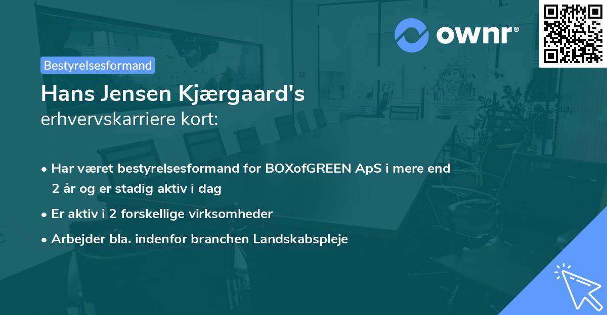 Hans Jensen Kjærgaard's erhvervskarriere kort