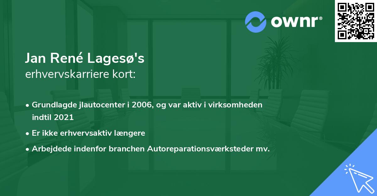 Jan René Lagesø's erhvervskarriere kort