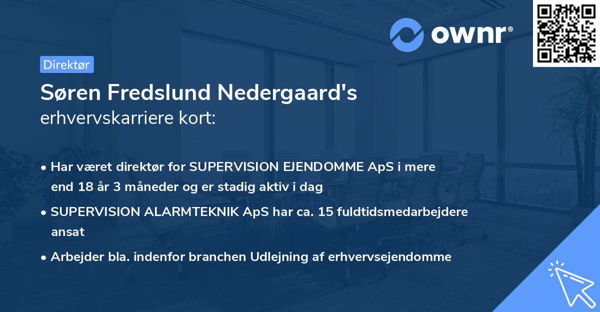 Søren Fredslund Nedergaard's erhvervskarriere kort