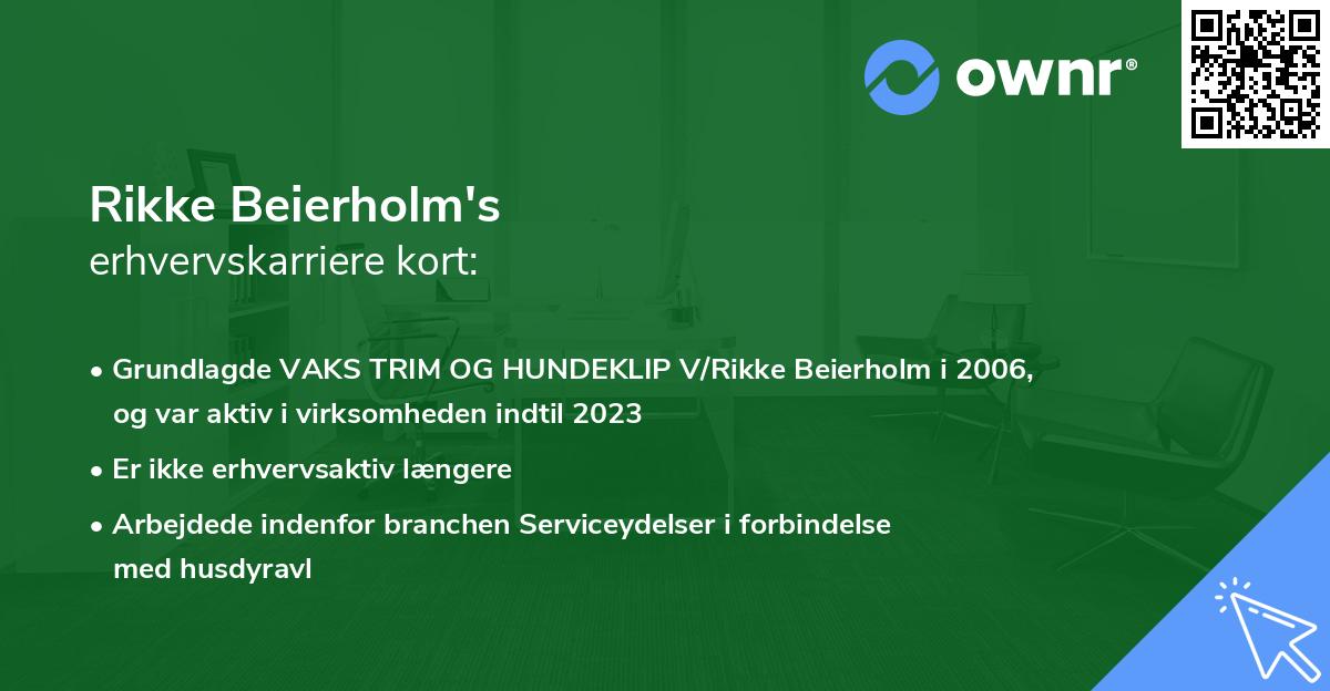 Rikke Beierholm's erhvervskarriere kort