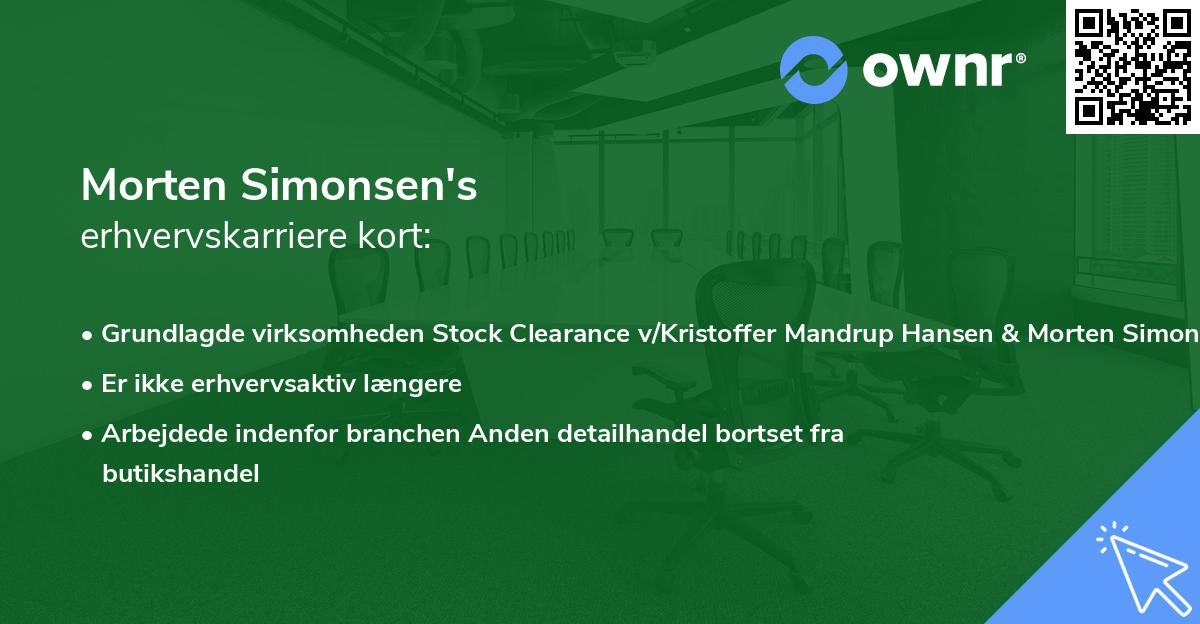 Morten Simonsen's erhvervskarriere kort