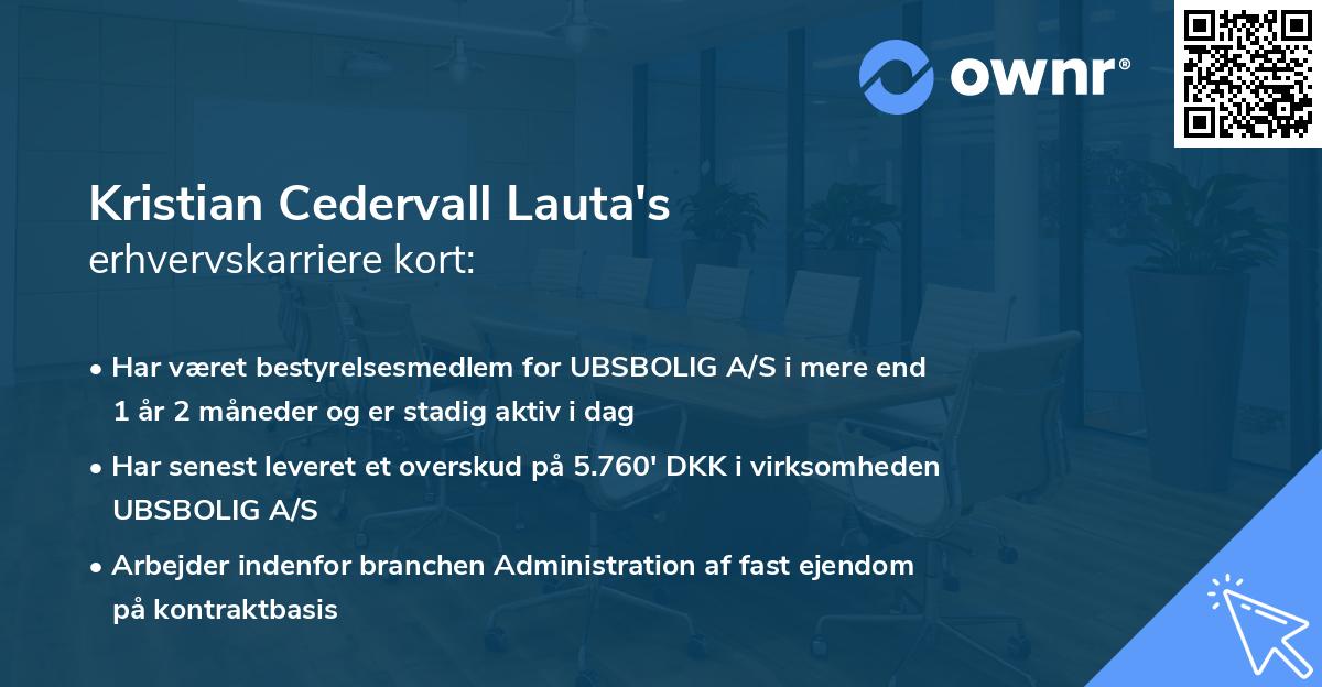 Kristian Cedervall Lauta's erhvervskarriere kort