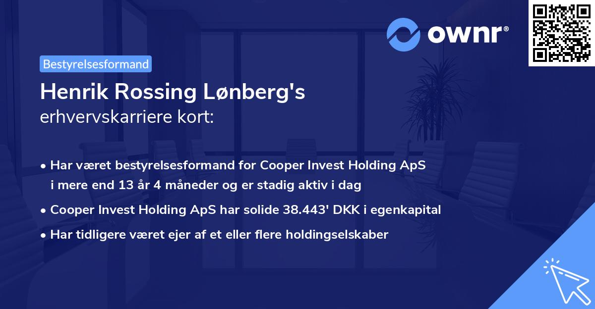 Henrik Rossing Lønberg's erhvervskarriere kort