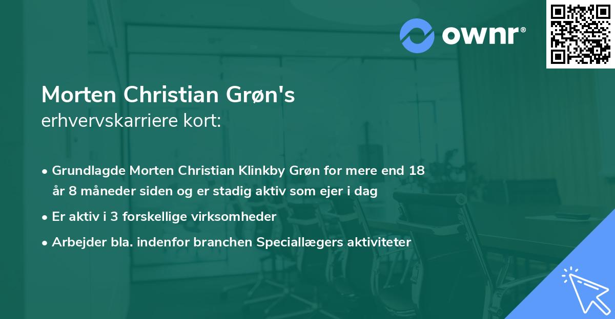 Morten Christian Grøn's erhvervskarriere kort