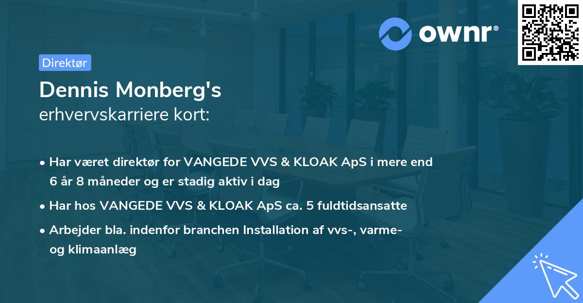 Dennis Monberg's erhvervskarriere kort