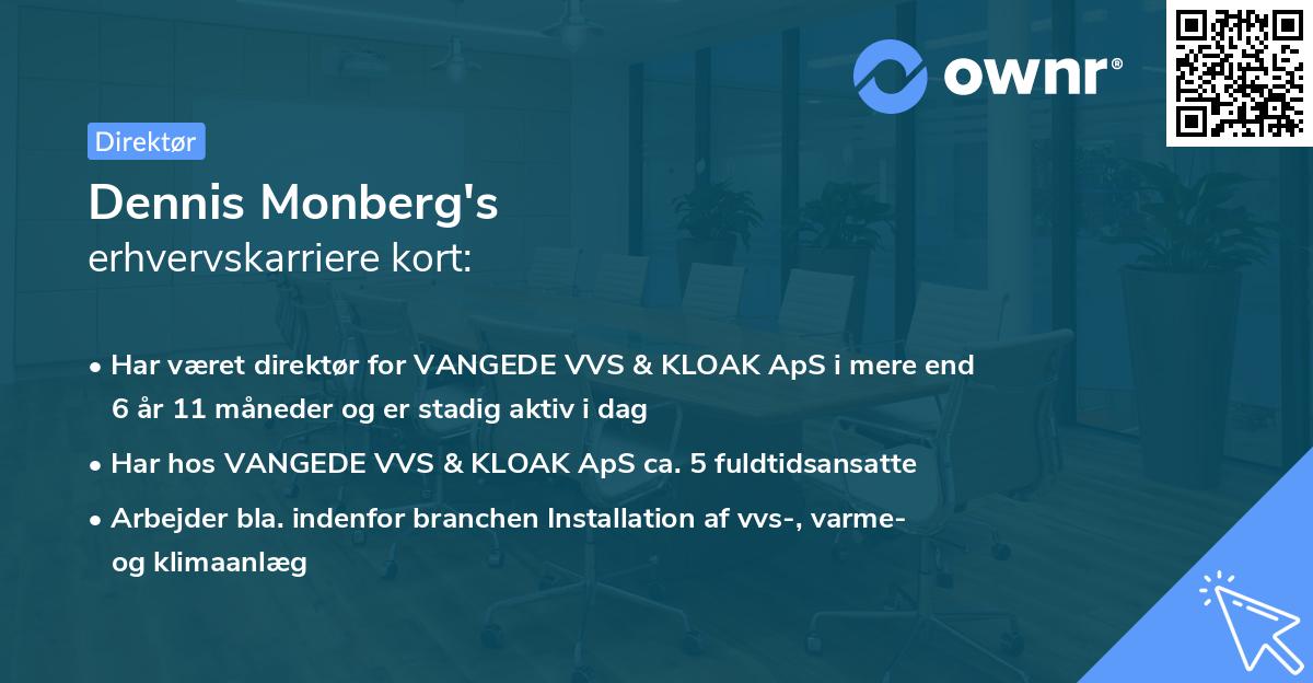 Dennis Monberg's erhvervskarriere kort