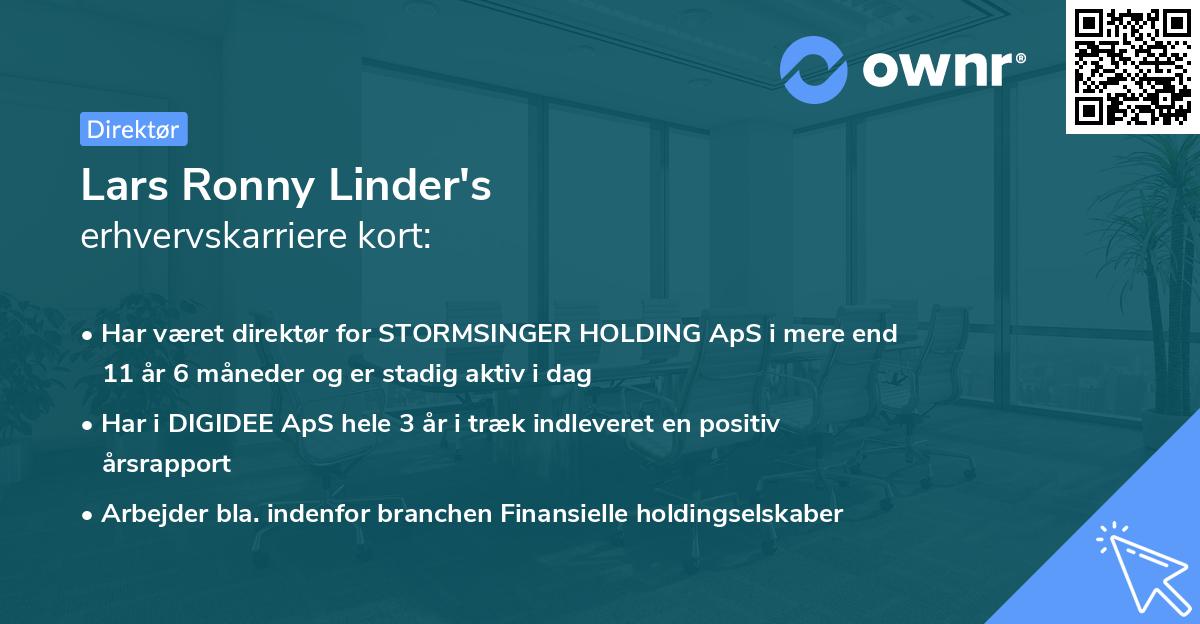Lars Ronny Linder's erhvervskarriere kort