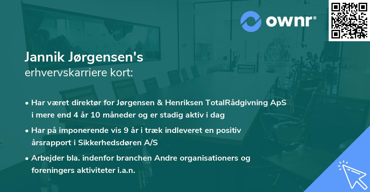 Jannik Jørgensen's erhvervskarriere kort