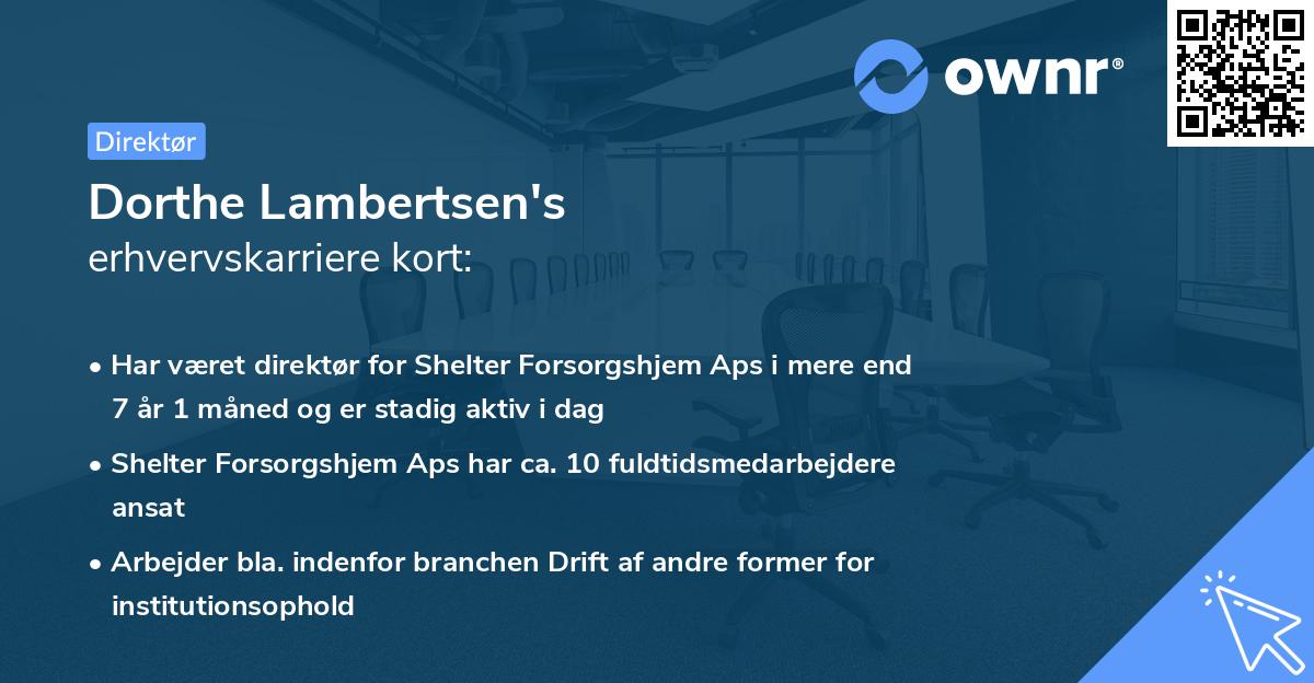 Dorthe Lambertsen's erhvervskarriere kort