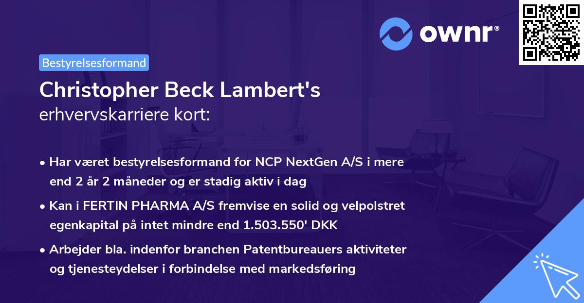 Christopher Beck Lambert's erhvervskarriere kort