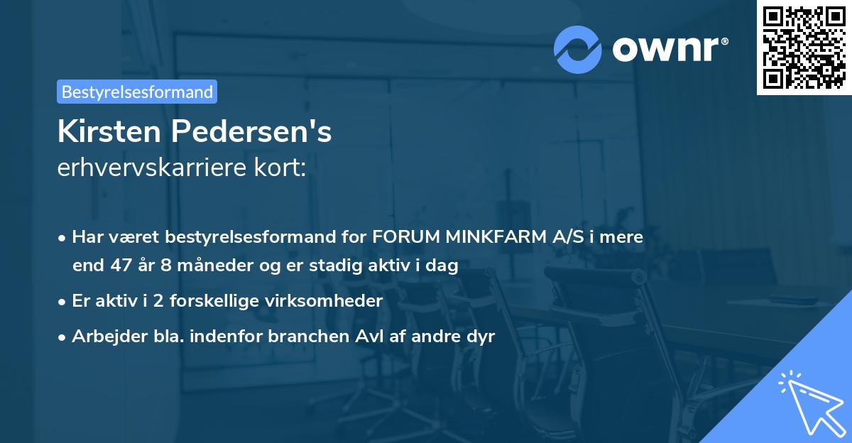 Kirsten Pedersen's erhvervskarriere kort