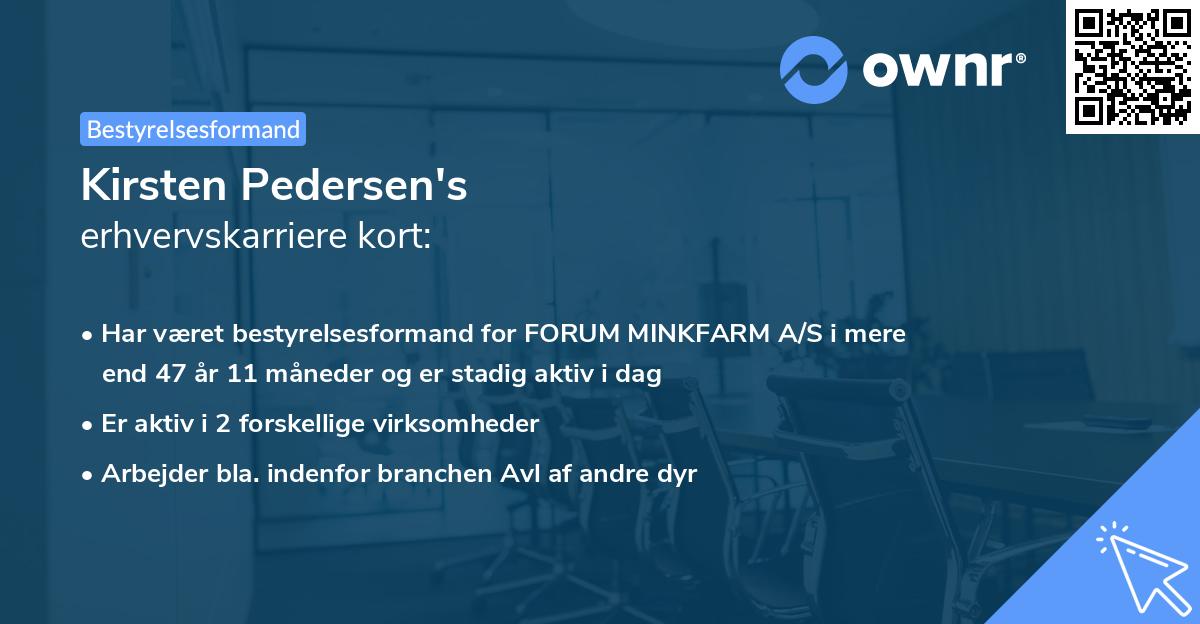 Kirsten Pedersen's erhvervskarriere kort