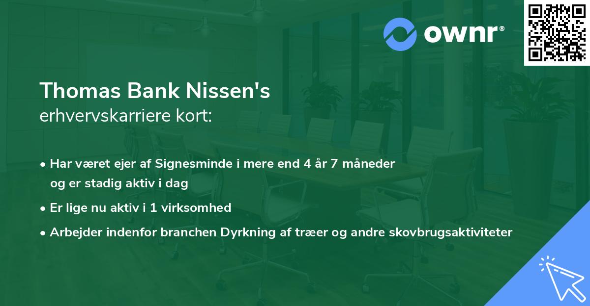 Thomas Bank Nissen's erhvervskarriere kort