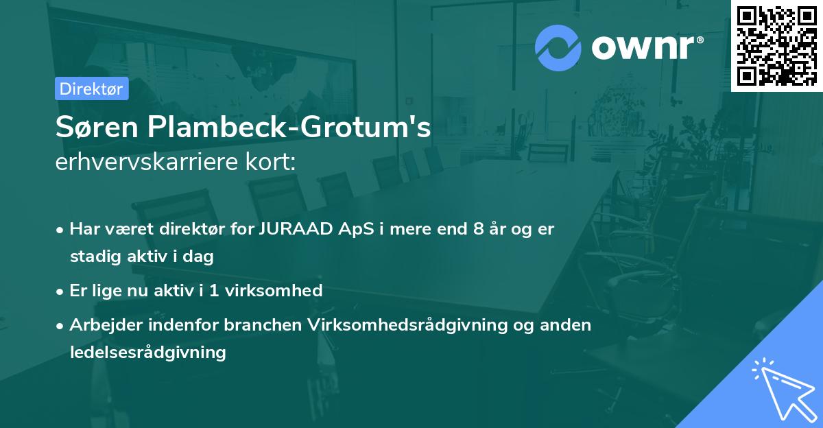 Søren Plambeck-Grotum's erhvervskarriere kort