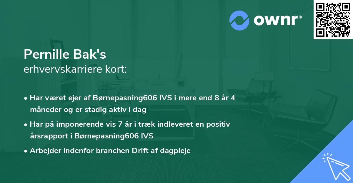 Pernille Bak's erhvervskarriere kort