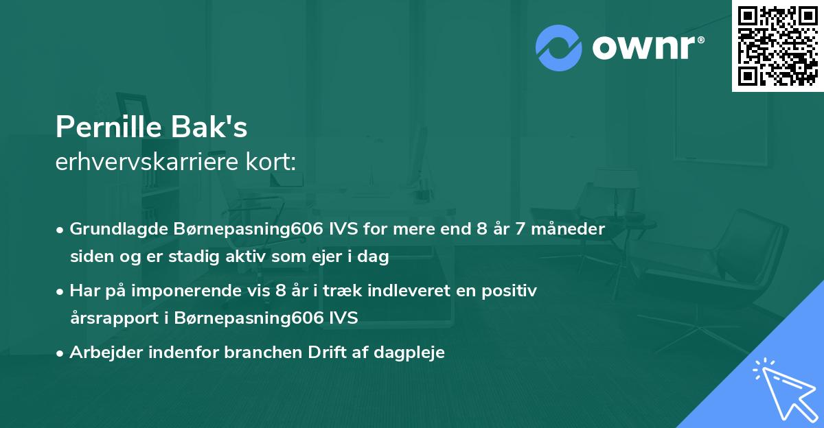 Pernille Bak's erhvervskarriere kort
