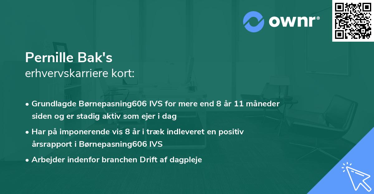 Pernille Bak's erhvervskarriere kort