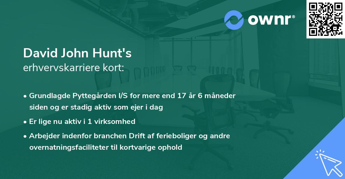 David John Hunt's erhvervskarriere kort