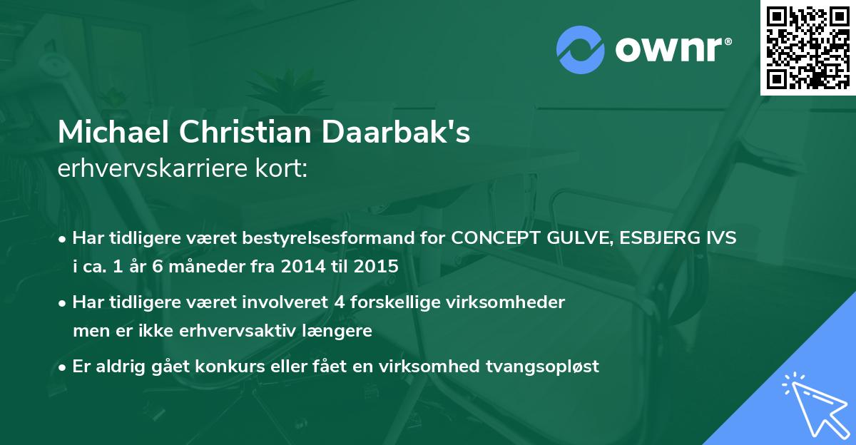 Michael Christian Daarbak's erhvervskarriere kort