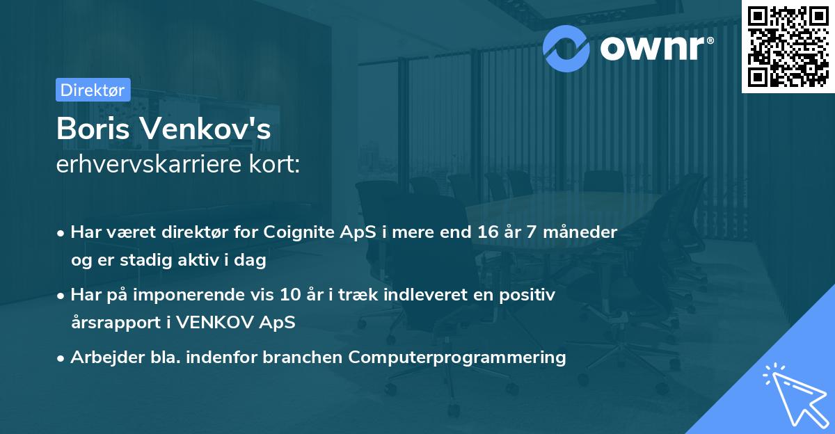 Boris Venkov's erhvervskarriere kort