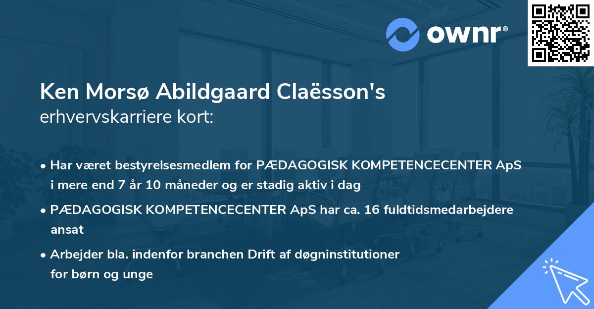 Ken Morsø Abildgaard Claësson's erhvervskarriere kort