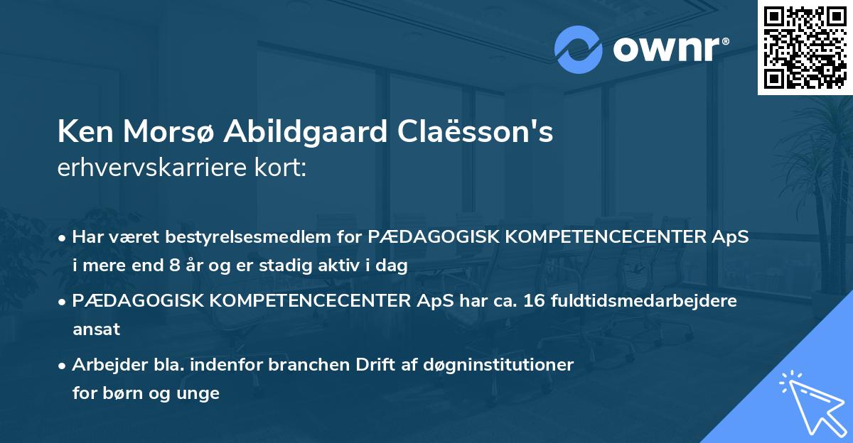 Ken Morsø Abildgaard Claësson's erhvervskarriere kort