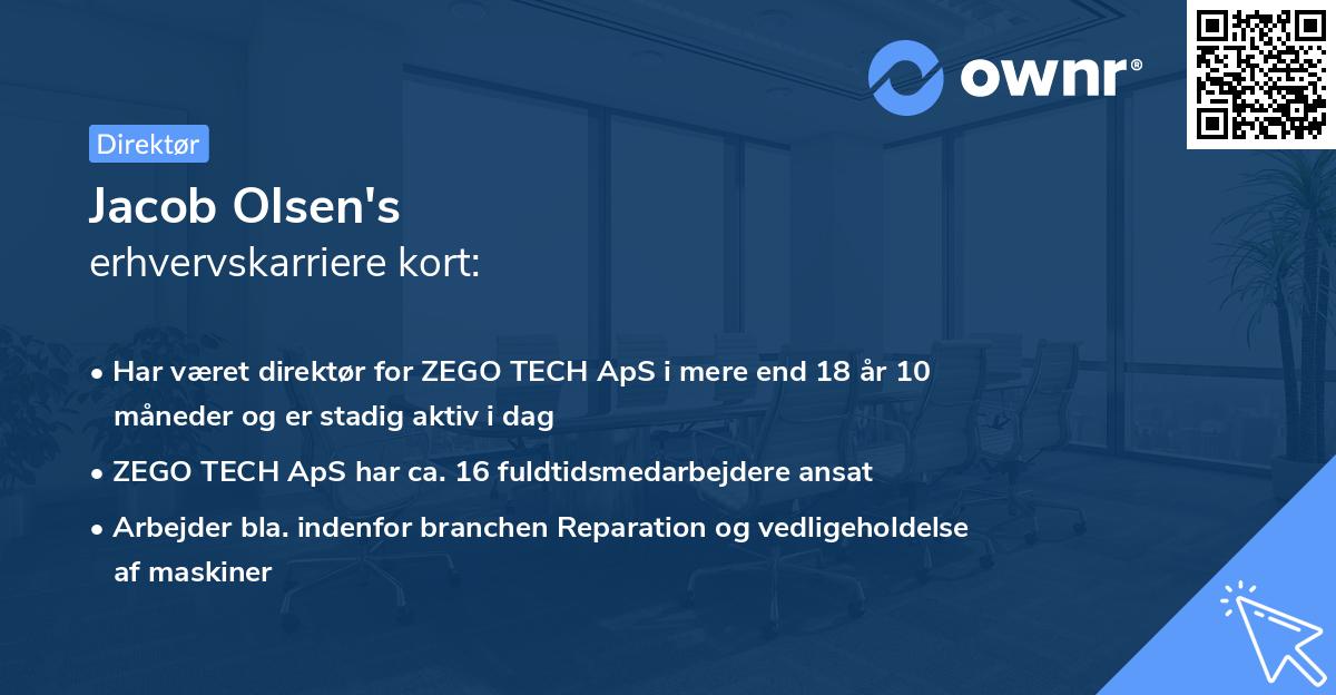 Jacob Olsen's erhvervskarriere kort