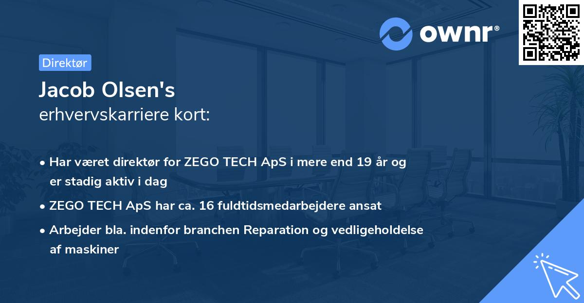 Jacob Olsen's erhvervskarriere kort
