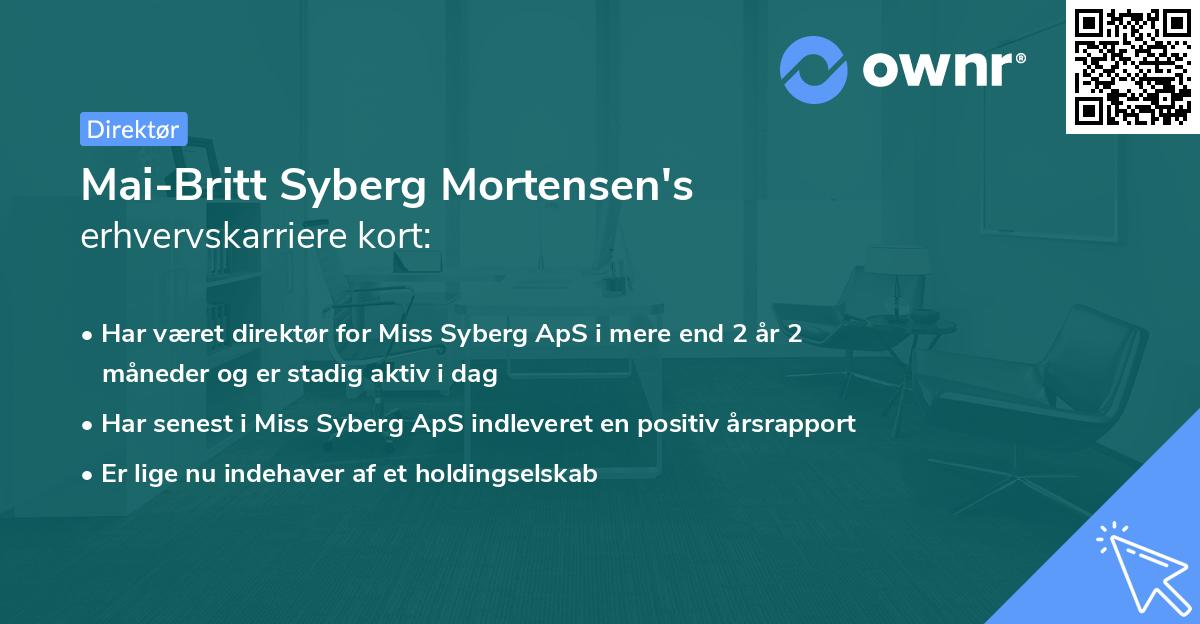 Mai-Britt Syberg Mortensen's erhvervskarriere kort