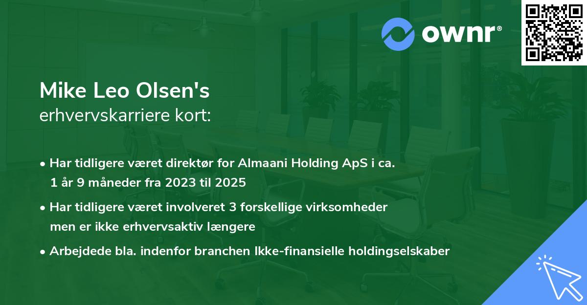 Mike Leo Olsen's erhvervskarriere kort