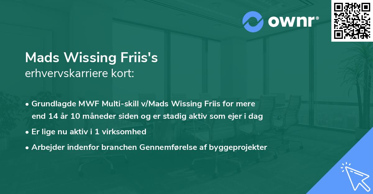 Mads Wissing Friis's erhvervskarriere kort