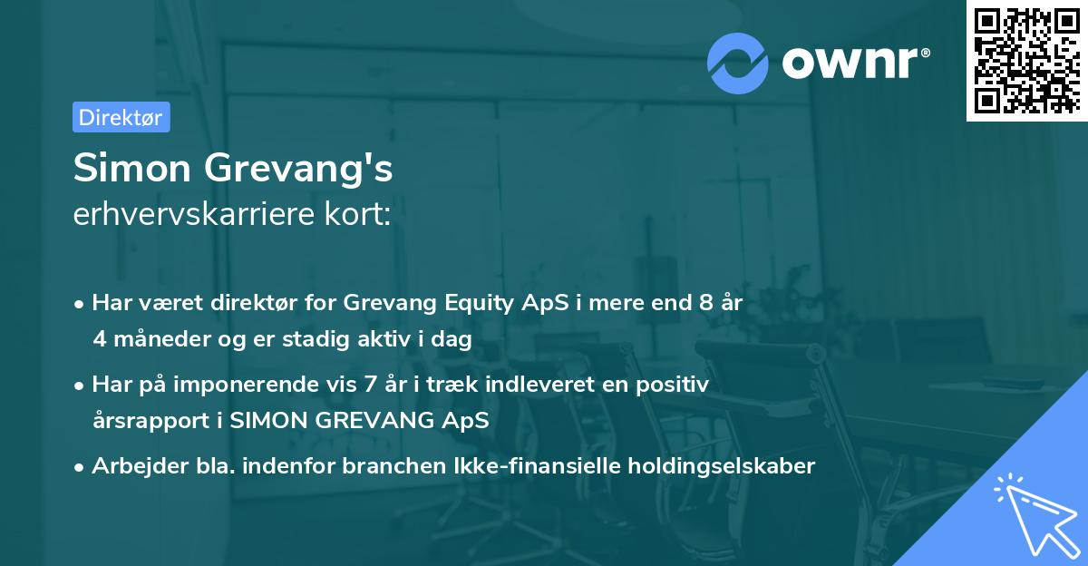 Simon Grevang's erhvervskarriere kort