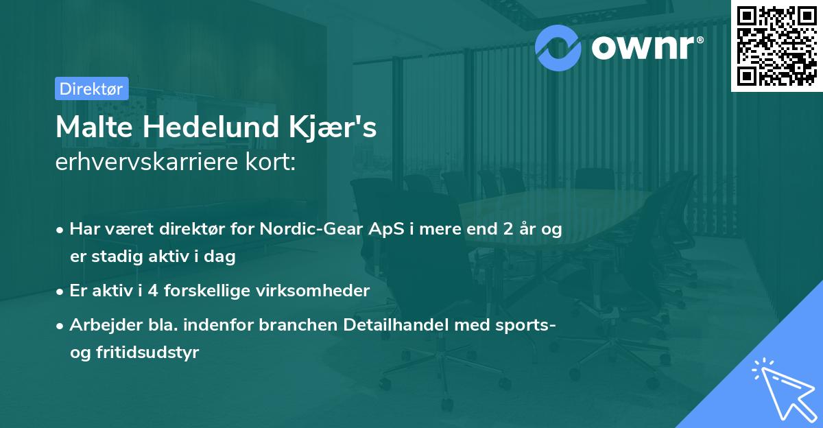 Malte Hedelund Kjær's erhvervskarriere kort