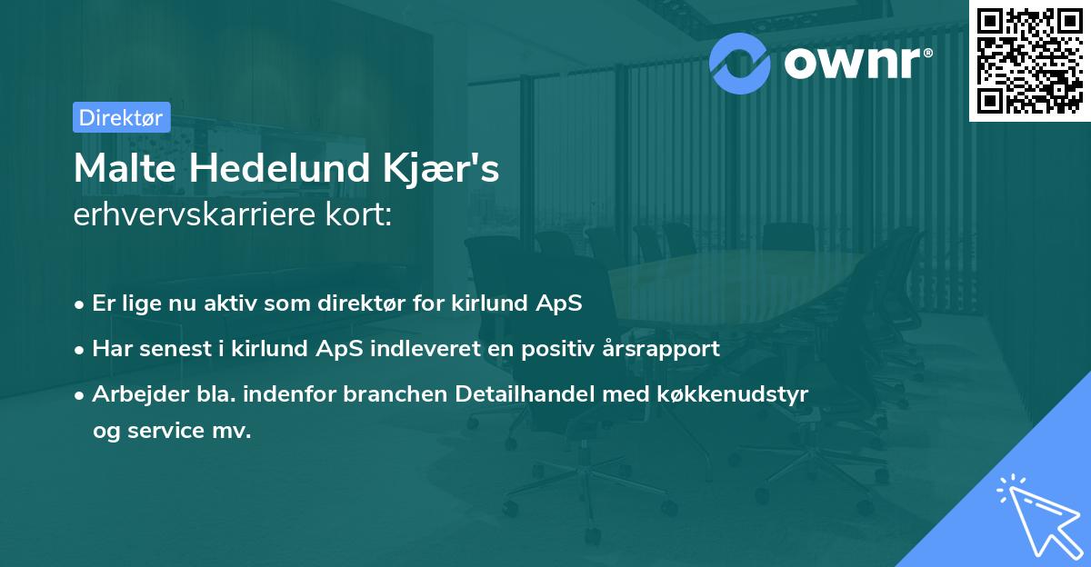 Malte Hedelund Kjær's erhvervskarriere kort