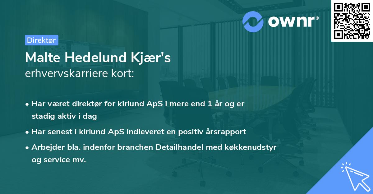 Malte Hedelund Kjær's erhvervskarriere kort