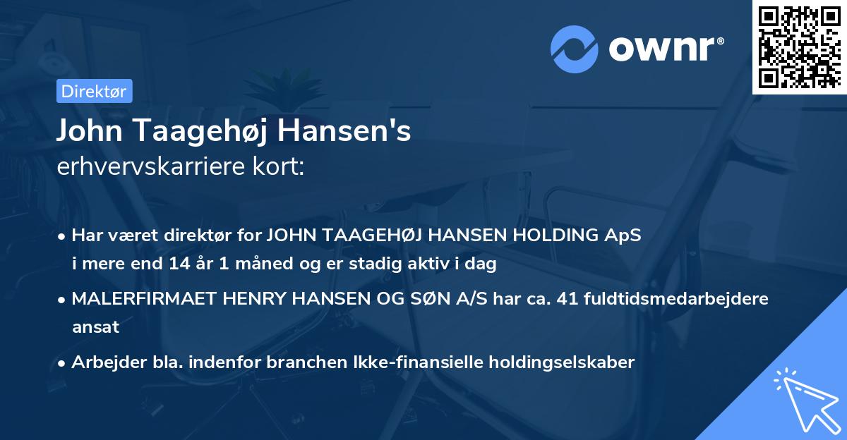John Taagehøj Hansen's erhvervskarriere kort