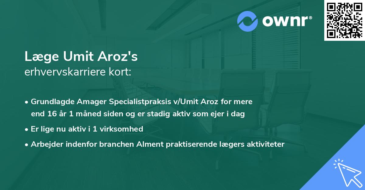 Læge Umit Aroz's erhvervskarriere kort