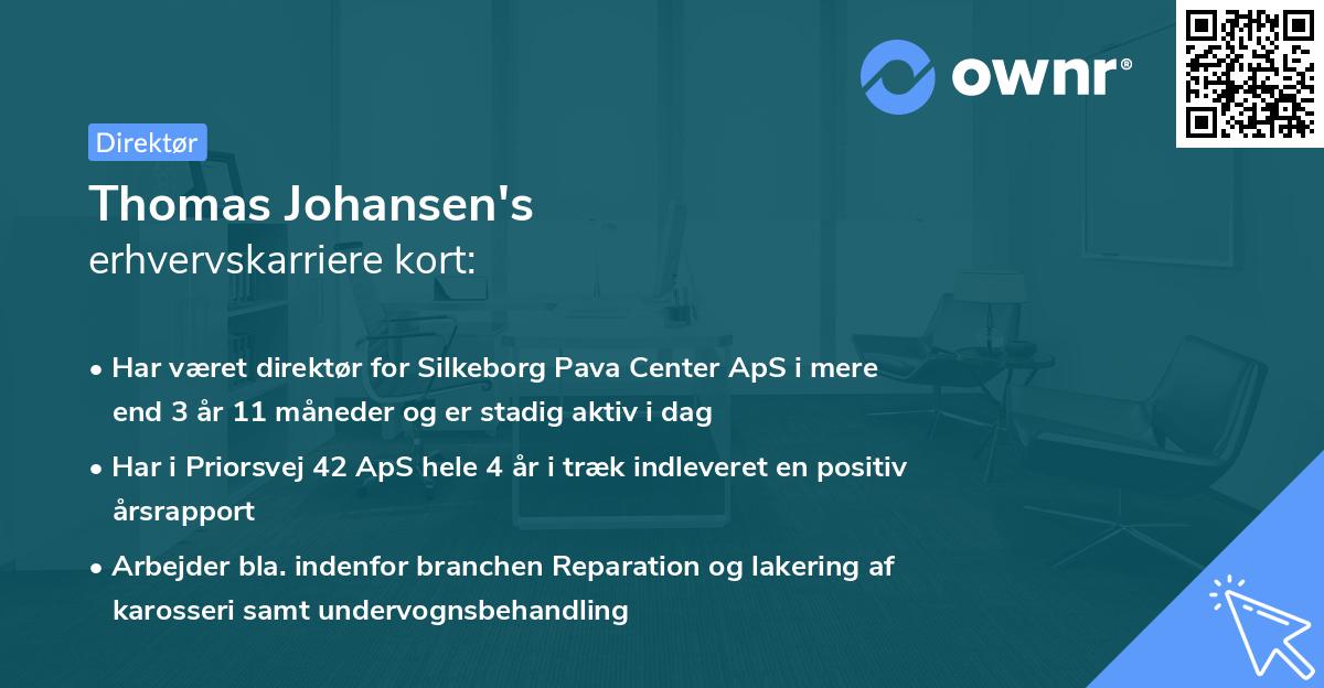 Thomas Johansen's erhvervskarriere kort