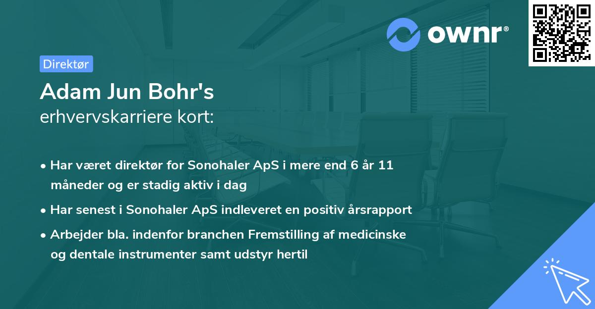 Adam Jun Bohr's erhvervskarriere kort