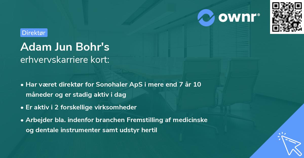 Adam Jun Bohr's erhvervskarriere kort