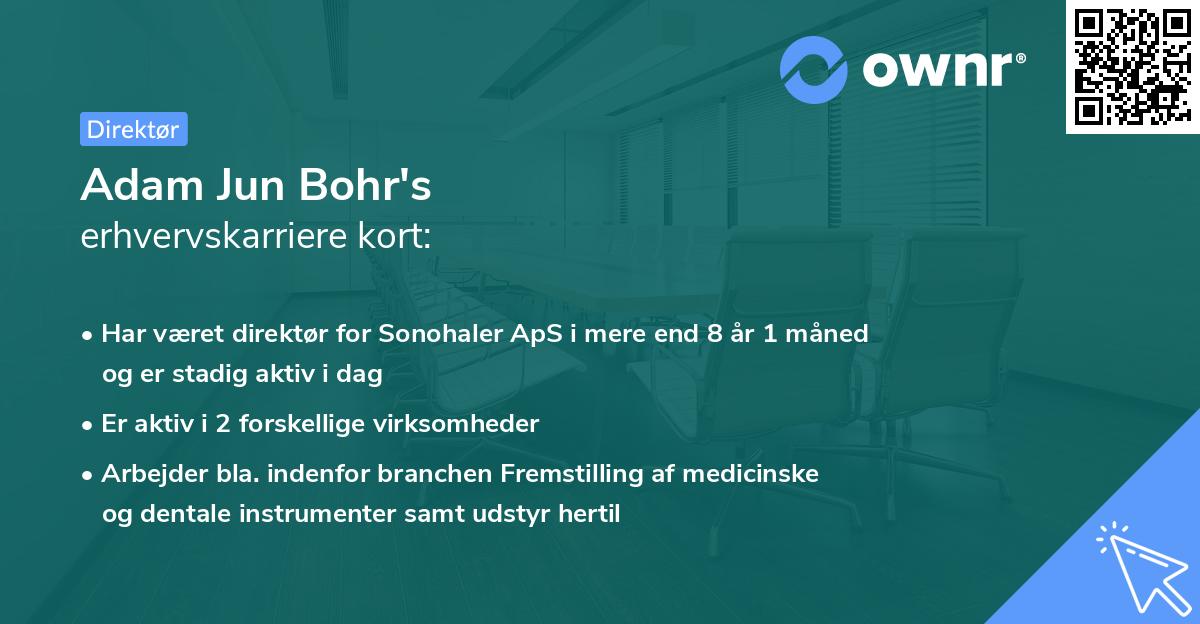 Adam Jun Bohr's erhvervskarriere kort
