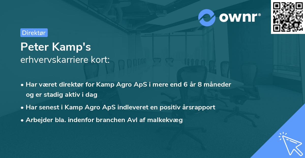 Peter Kamp's erhvervskarriere kort