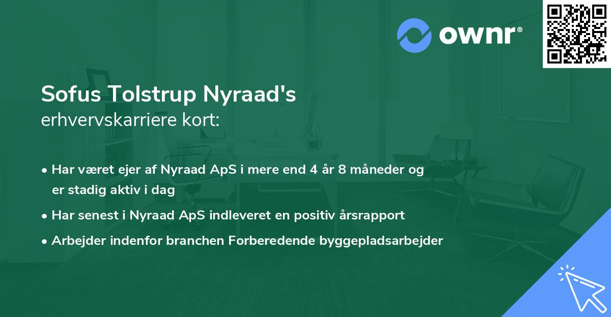 Sofus Tolstrup Nyraad's erhvervskarriere kort