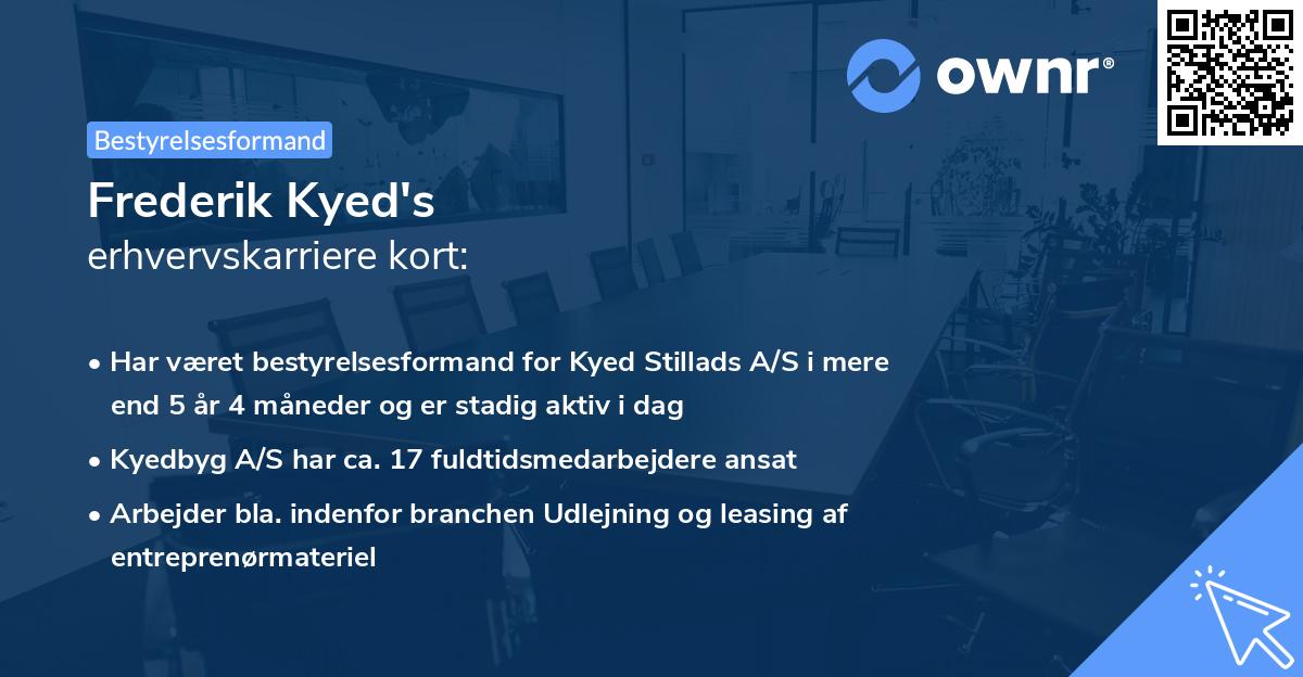 Frederik Kyed's erhvervskarriere kort