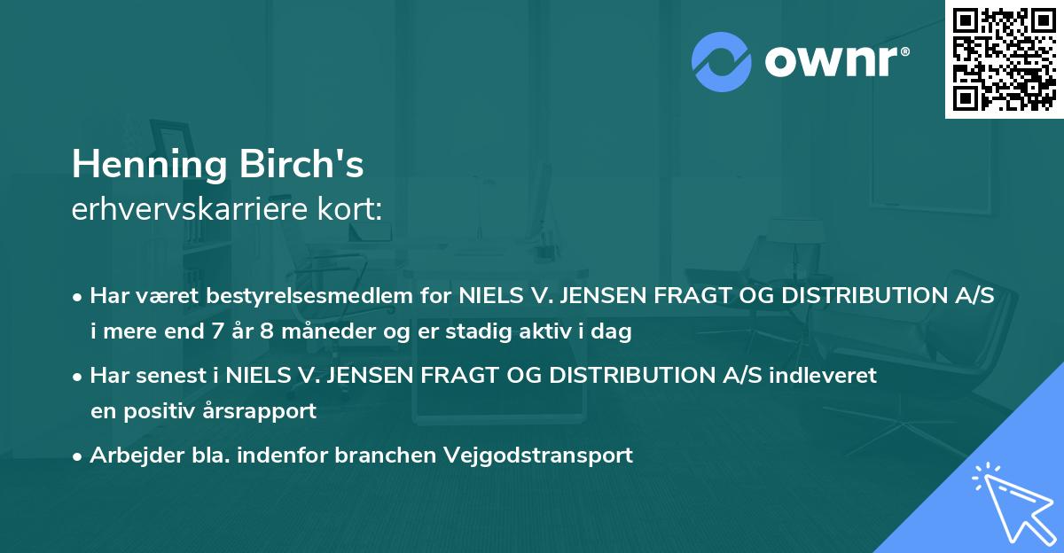 Henning Birch's erhvervskarriere kort