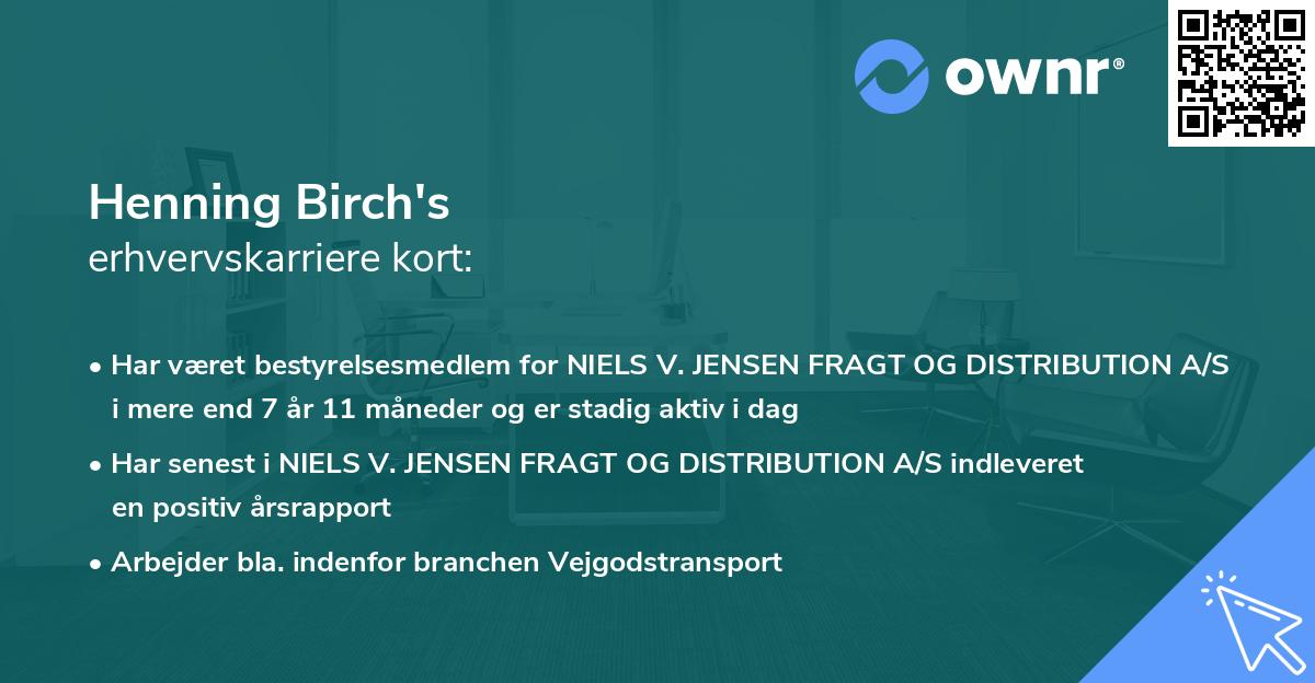 Henning Birch's erhvervskarriere kort