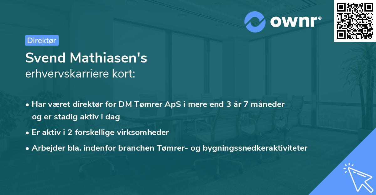 Svend Mathiasen's erhvervskarriere kort